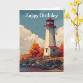Phare en automne Carte d'anniversaire automne (Fleur jaune)