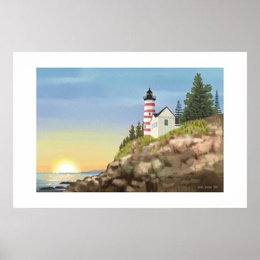 Phare et coucher de soleil Grande Impression (Devant)