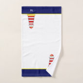 Phare et monogramme en bleu et blanc (Serviette à main)