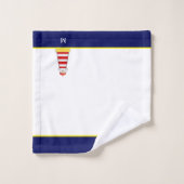 Phare et monogramme en bleu et blanc (Gant de toilette)