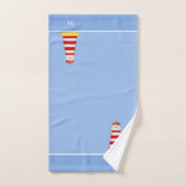 Phare et monogramme sur fond bleu clair (Serviette à main)