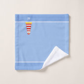 Phare et monogramme sur fond bleu clair (Gant de toilette)