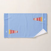 Phare et monogramme sur fond bleu clair (Serviette à main)