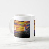Phare et voilier à Sunset Ocean Mug (Devant gauche)