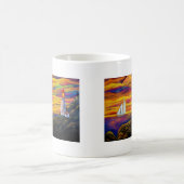 Phare et voilier à Sunset Ocean Mug (Centre)