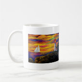 Phare et voilier à Sunset Ocean Mug (Gauche)
