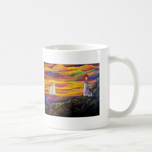 Phare et voilier à Sunset Ocean Mug (Droite)