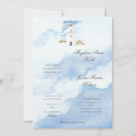 Phare Faire-part de mariage Côtière (Devant)