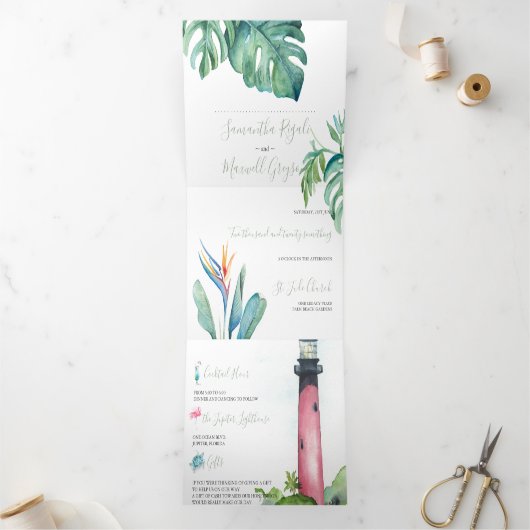 Phare Floride Faire-part de mariage tout en un (Intérieur)