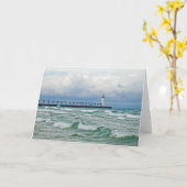 Phare Manistee Avec Carte De Voeux Haut (Fleur jaune)
