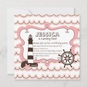 Phare Nautique Rose Invitation Anniversaire