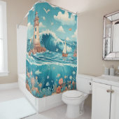 Phare & Ocean Dreamscape Douche rideau (En situation)