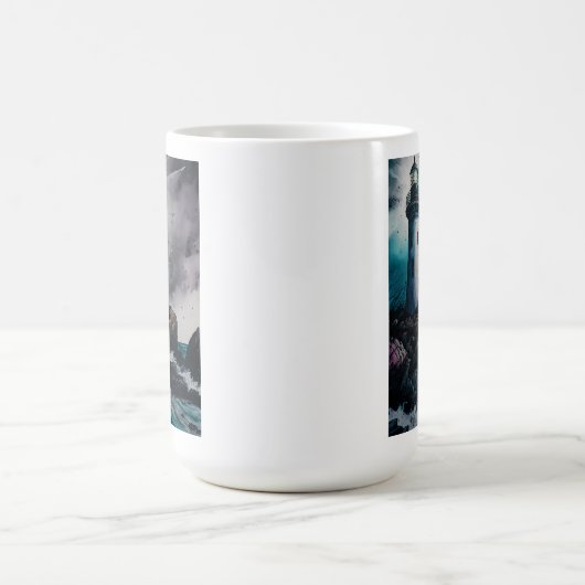 Phare pendant la tempête 15 oz Mug de base (Centre)