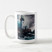Phare pendant la tempête 15 oz Mug de base (Gauche)