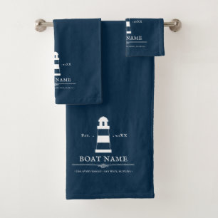 Phare personnalisé Nom du bateau Bleu Nautique