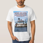 Phare rose d'île, T-shirt d'Île de Rhode (Devant)