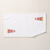 Phare rouge et blanc sur bleu marine et blanc (Serviette à main)