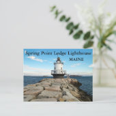 Phare Spring Point Ledge, carte postale Maine (Debout devant)