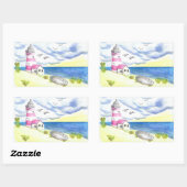 Phare sur la plage classique autocollant (Feuille)