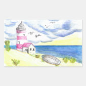 Phare sur la plage classique autocollant (Devant)