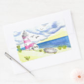 Phare sur la plage classique autocollant (Enveloppe)