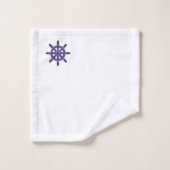 Phare, Yacht & Helm sur Marine bleu & blanc (Gant de toilette)
