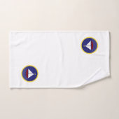 Phare, Yacht & Helm sur Marine bleu & blanc (Serviette à main)