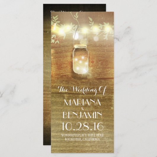 phares à cordes mason jar programmes de mariage ru (Devant / Derrière)