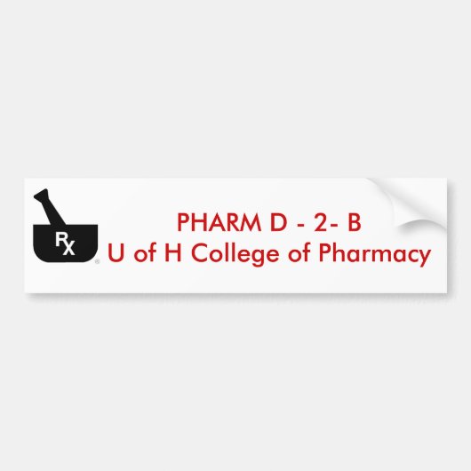 PHARM D - 2- B U van het H College ... Bumpersticker (Voorkant)