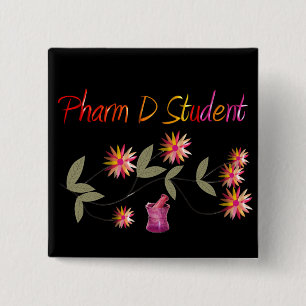Pharm D Student Floral Design Vierkante Button 5,1 Cm