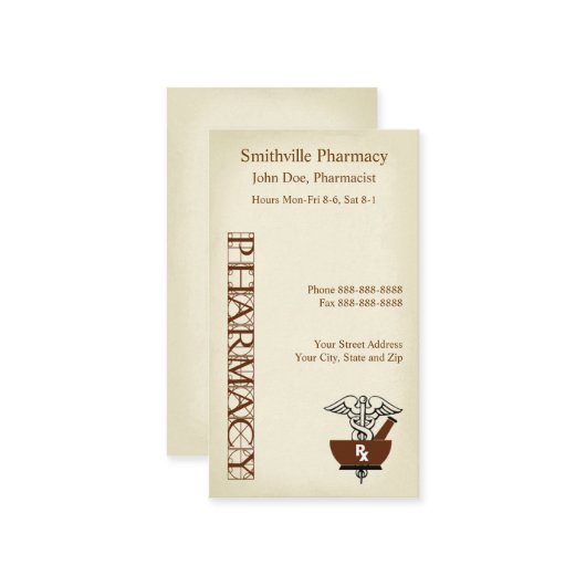 Pharmacien Carte de visite (Devant/Arrière en situation)