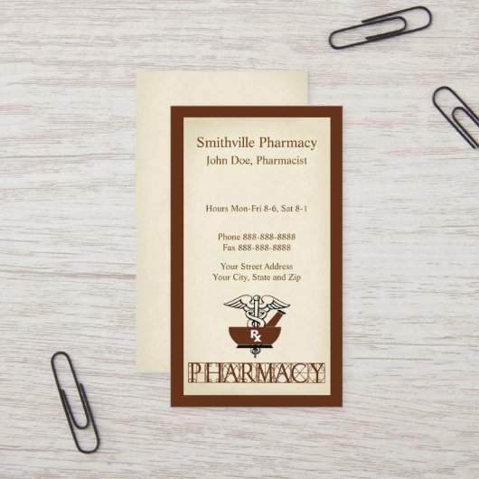 Pharmacien Carte de visite (Devant/Arrière en situation)