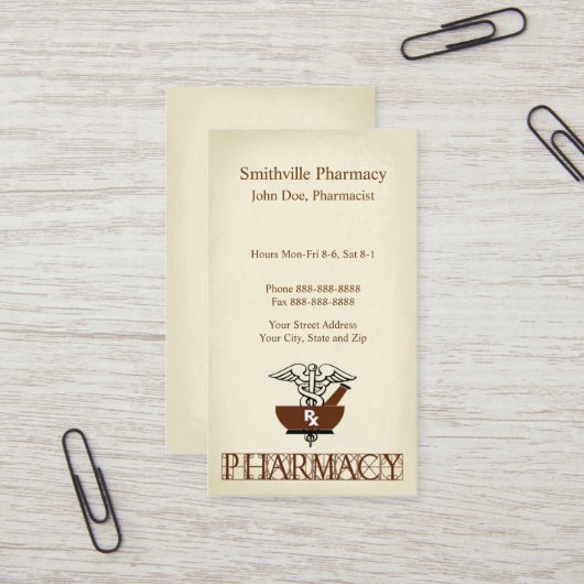 Pharmacien Carte de visite (Devant/Arrière en situation)