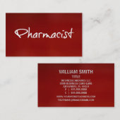 Pharmacien Carte de visite rouge (Devant / Derrière)