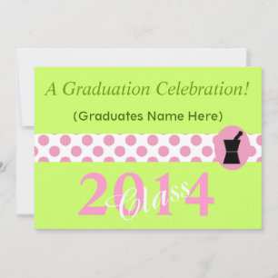 Pharmacist Graduation Invitations 2014 Lime Green Kaart