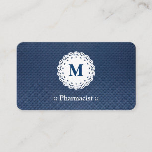 Pharmacist Lace Monogram Blue Patroon Visitekaartje