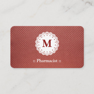 Pharmacist Lace Monogram Maroon Visitekaartje