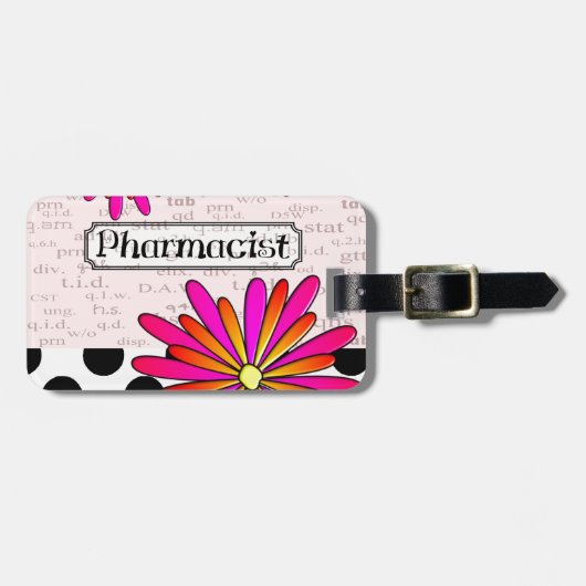 Pharmacist Whimsical Flowers Bagagelabel (Voorkant horizontaal)