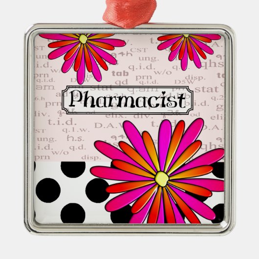 Pharmacist Whimsical Flowers Metalen Ornament (Voorkant)