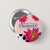 Pharmacist Whimsical Flowers Ronde Button 5,7 Cm (Voorkant /achterkant)