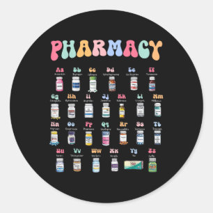 Pharmacy Alphabet Doctor of Pharmacy Tech Medicine Ronde Sticker