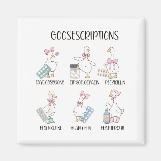 Pharmacy Funny Goose Silly Prescriptions Puns Medi Magneet (Voorkant)