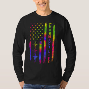 Pharmacy Life Pharmacist American US Flag Tie Dye T-shirt