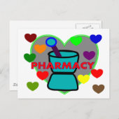 "PHARMACY" Multi-Color Hearts Briefkaart (Voorkant / Achterkant)
