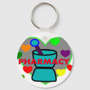 "PHARMACY" Multi-Color Hearts Sleutelhanger
