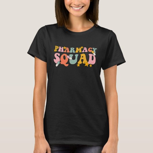 Pharmacy Squad Groovy for Pharmacist Pharmacy Tech T-shirt (Voorkant)