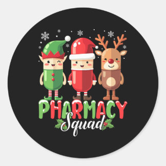 Pharmacy Squad Kerstkostuum Grappige Pillen Pharm Ronde Sticker