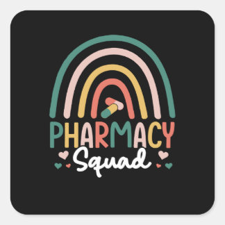 Pharmacy Squad Rainbow Vierkante Sticker
