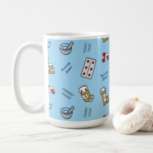 Pharmacy Student icons on blue Coffee Mug Koffiemok