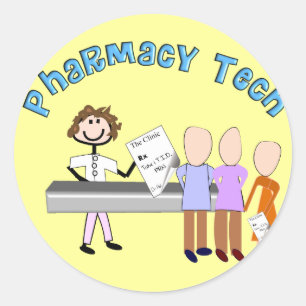 Pharmacy Tech Gifts Stick People Design Ronde Sticker